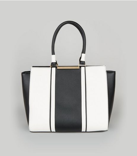 Black Contrast Panel Tote Bag | New Look