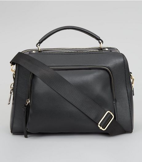 Black Chunky Zip Luggage Bag | New Look