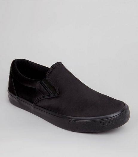 Black Satin Plimsolls | New Look