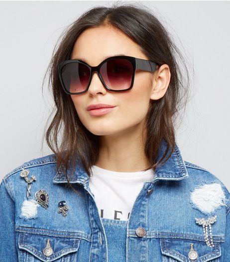 Black Rectangle Sunglasses | New Look