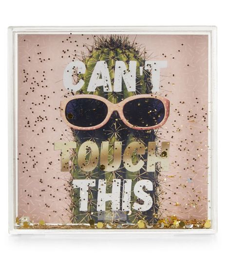 Green Cactus Glitter Shake It Frame | New Look