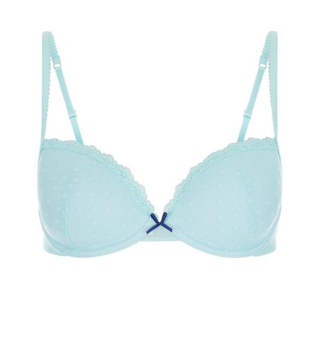 Teens Mint Green Spot Mesh Lace Trim Bra | New Look