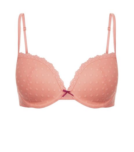 Teens Coral Spot Mesh Lace Trim Bra | New Look