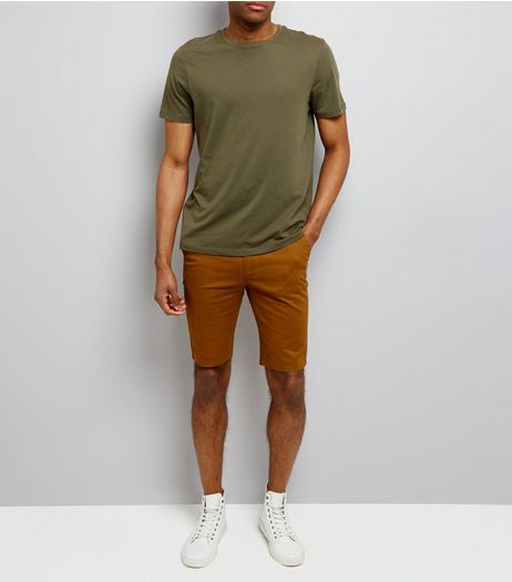 Camel Skinny Chino Shorts | New Look