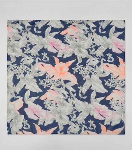 Blue Neon Print Bandana | New Look