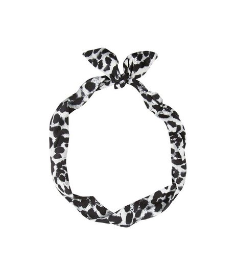Black Leopard Print Neck Tie | New Look