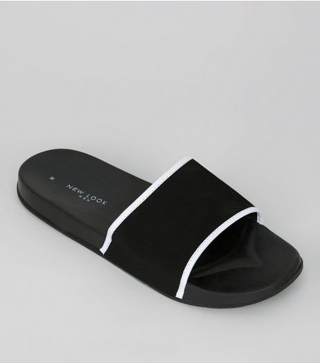 Black Contrast Trim Sliders | New Look