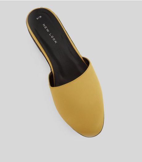 Yellow Satin Mules | New Look