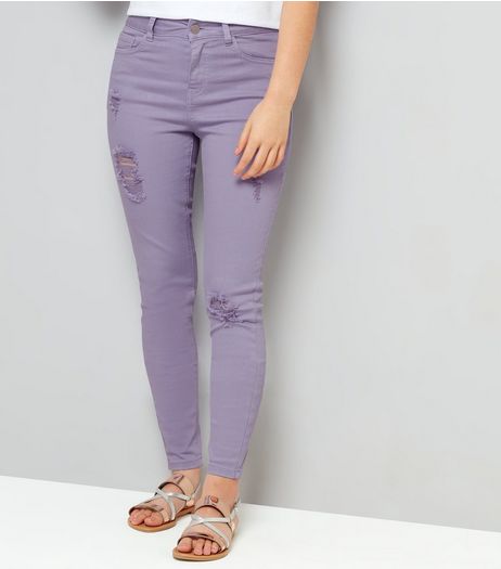 Teens Lilac Ripped Skinny Jeans | New Look