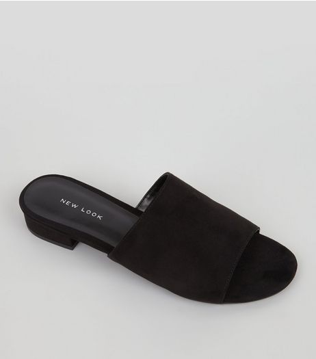 Black Suedette Mules | New Look