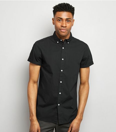 Black Washed Cotton Short Sleeve Shirt | New Look