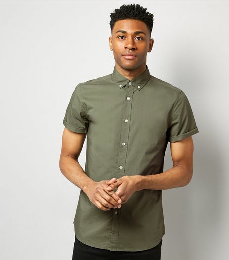 Green Washed Cotton Short Sleeve Shirt | New Look