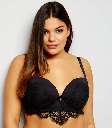 Curves Black Lace Trim Bra | New Look