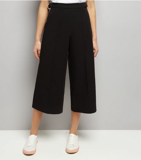Black Hoop Trim Culottes | New Look