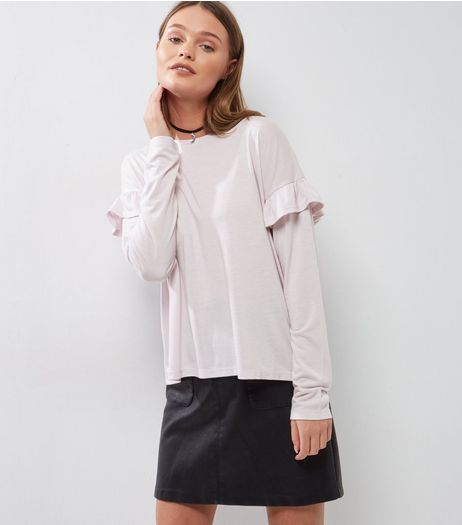 Lilac Frill Trim Long Sleeve Top | New Look