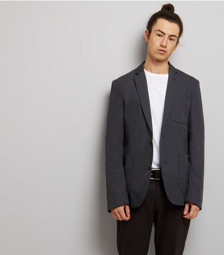 Navy Cotton Mix Blazer | New Look
