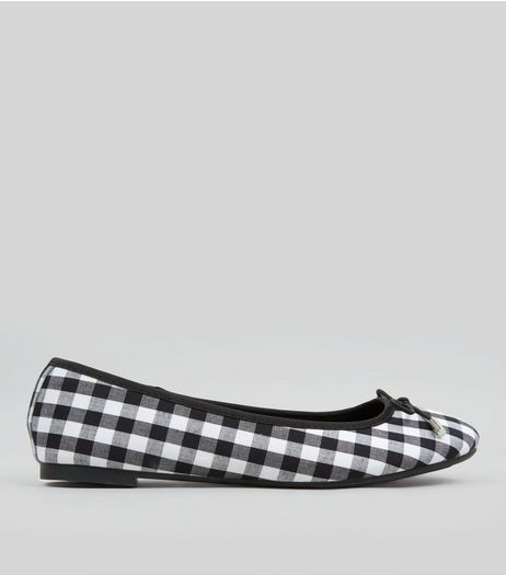 Teens Black Gingham Ballet Pumps | New Look