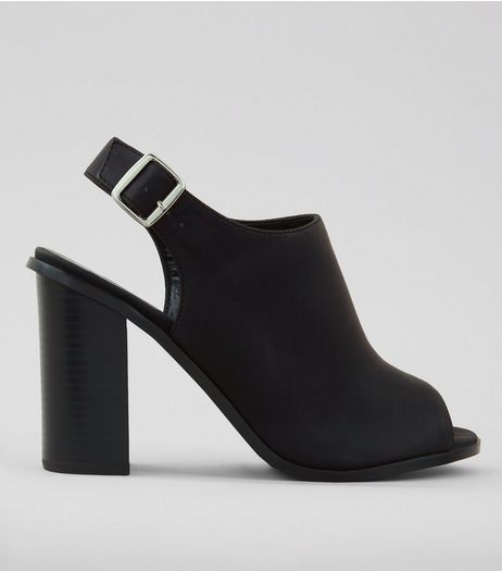 Wide Fit Black Block Heel Sandals | New Look