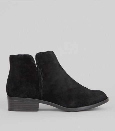 Teens Black Suede Zip Side Ankle Boots | New Look