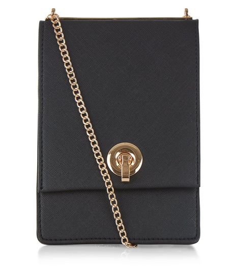 Black Lock Front Camera Bag | New Look