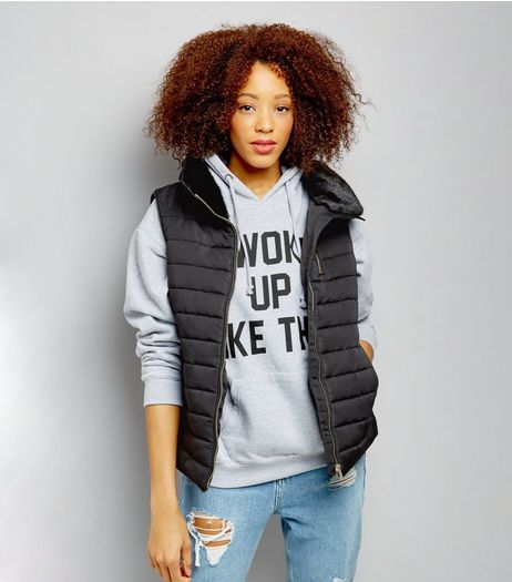Black Fitted Padded Gilet | New Look