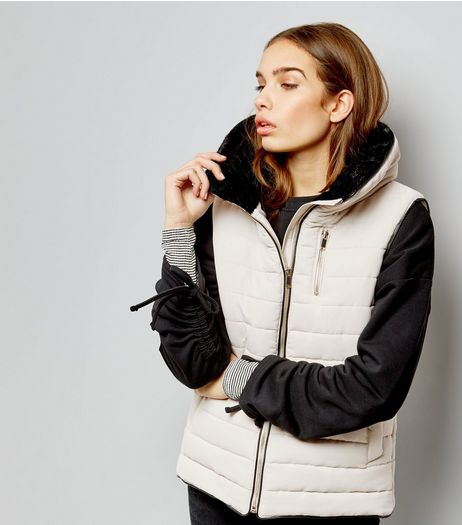 Cream Fitted Padded Gilet | New Look