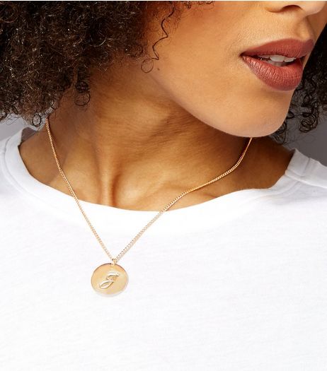 Gold Inital J Engraved Pendant | New Look