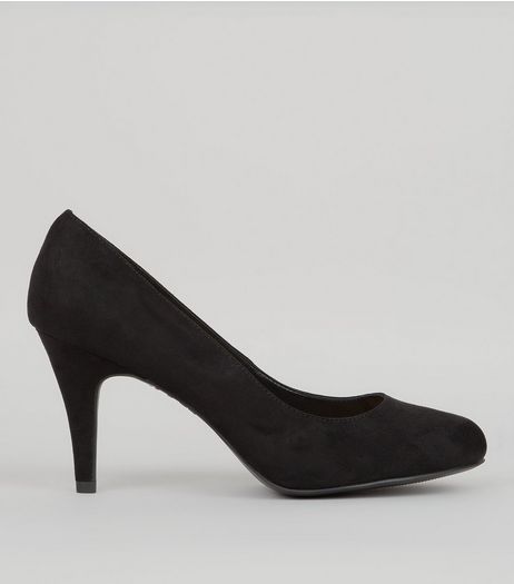 Wide Fit Black Suedette Court Shoes | New Look