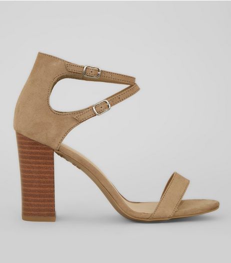 Mink Double Ankle Strap Heeled Sandals | New Look