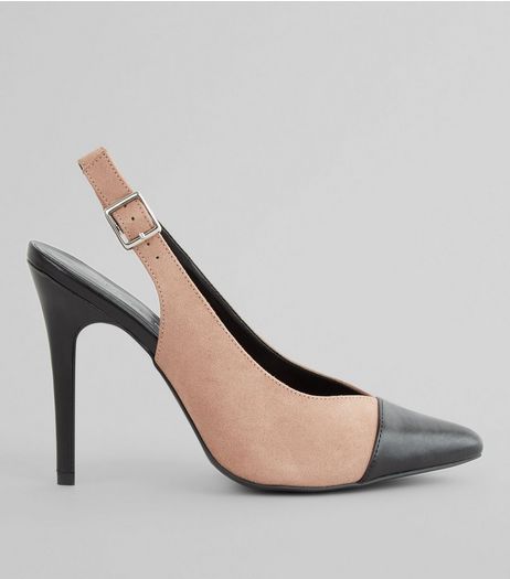 Pink Contrast Toe Cap Sling Back Pointed Heels | New Look
