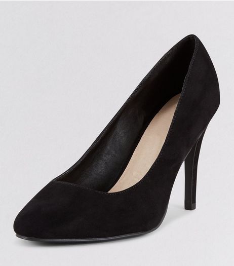 Wide Fit Black Comfort Suedette Court Shoes | New Look