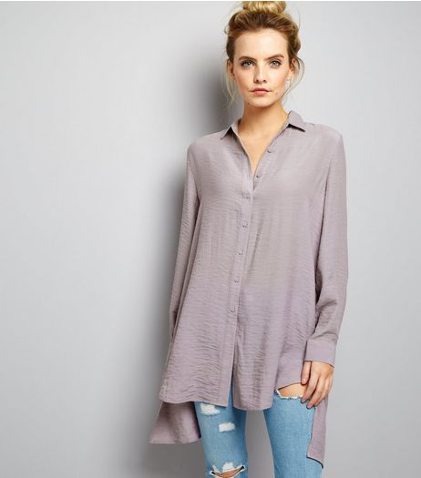 Petite Lilac Split Back Longline Shirt | New Look
