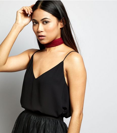 Petite Black Lace Up Back Cami | New Look