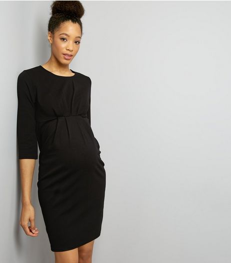 Maternity Black 3/4 Sleeve Dress | New Look