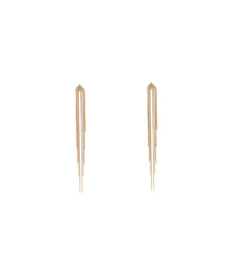 Gold Skinny Chain Twist Tassel Earrings | New Look