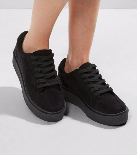 Black Suedette Contrast Chunky Sole Trainers | New Look