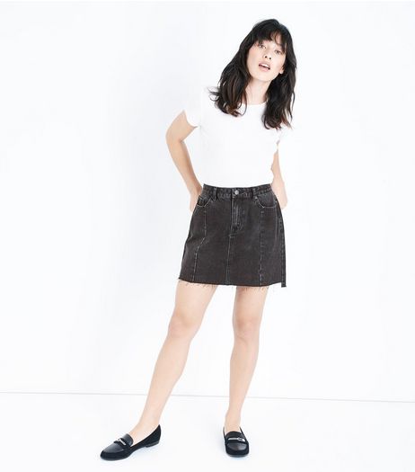 Black Seam Trim Mom Skirt | New Look