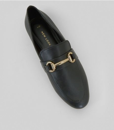 Black Snaffle Trim Loafers | New Look