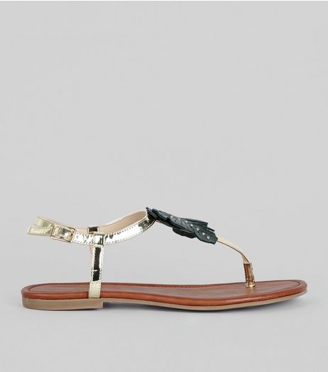 Gold Leaf Embellished Sandals | New Look