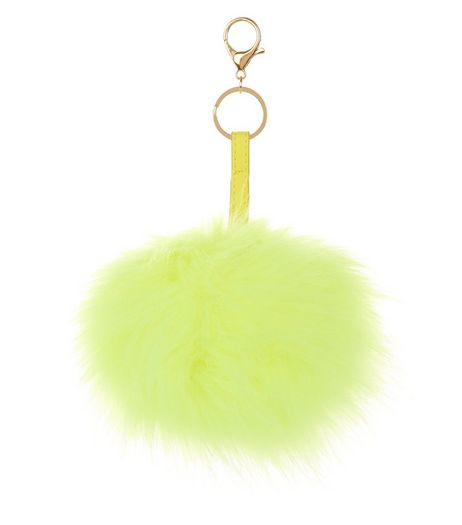 Yellow Oversized Pom Pom Keyring | New Look