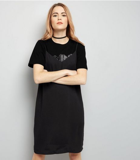 Black Strappy Slip Dress | New Look