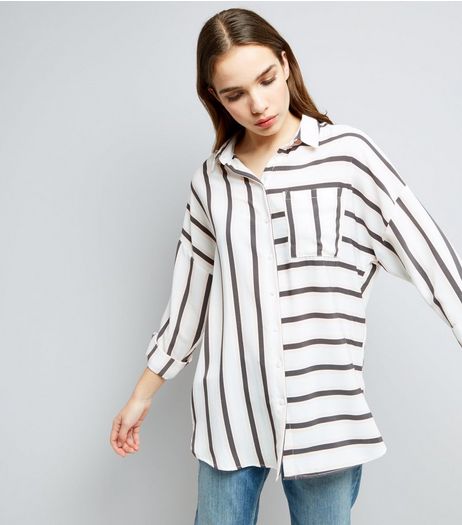 White Contrast Stripe Pocket Front Shirt | New Look