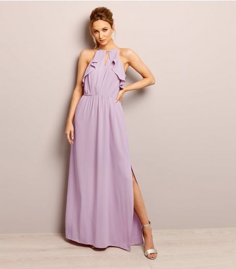 Lilac Keyhole Frill Trim Maxi Dress | New Look