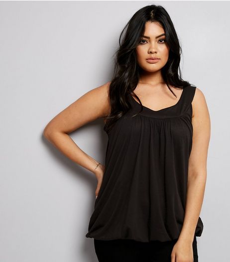 Curves Black Bubble Hem Vest | New Look