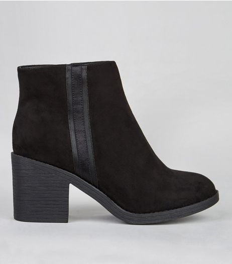 Wide Fit Black Side Trim Boots | New Look