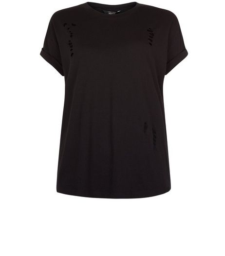 Teens Black Ripped Boyfriend T-Shirt | New Look