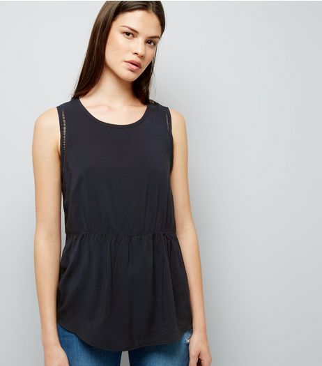 JDY Black Cut Out Trim Sleeveless Top | New Look