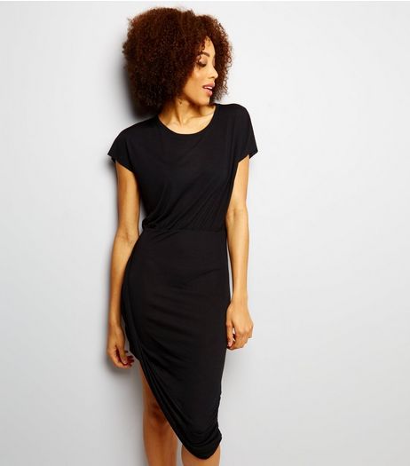 JDY Black Cap Sleeve Ruched Side Dress | New Look