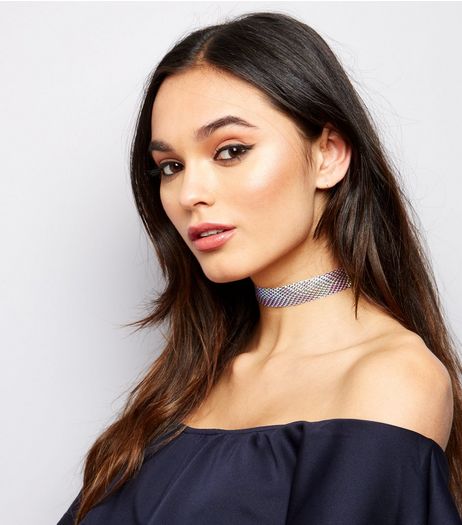 Pink Holographic Mermaid Choker | New Look