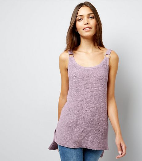 Lilac Ring Trim Step Hem Vest | New Look
